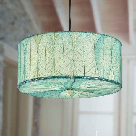 Drum Pendant 24” Leaf Lamp - Blue