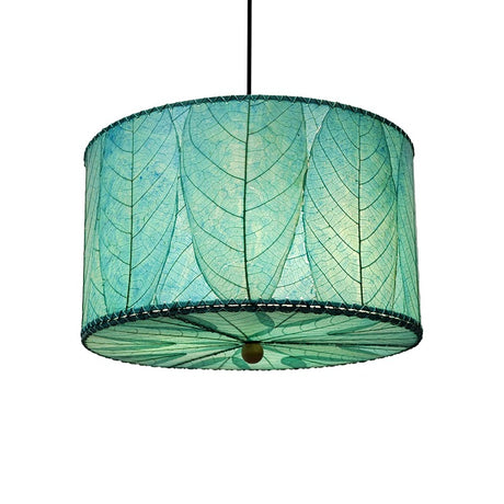 drum pendant leaf lamp blue 18inch