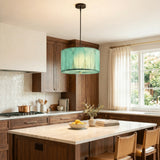 Drum Pendant 18” Leaf Lamp - Blue