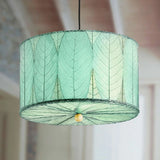 Drum Pendant 18” Leaf Lamp - Blue