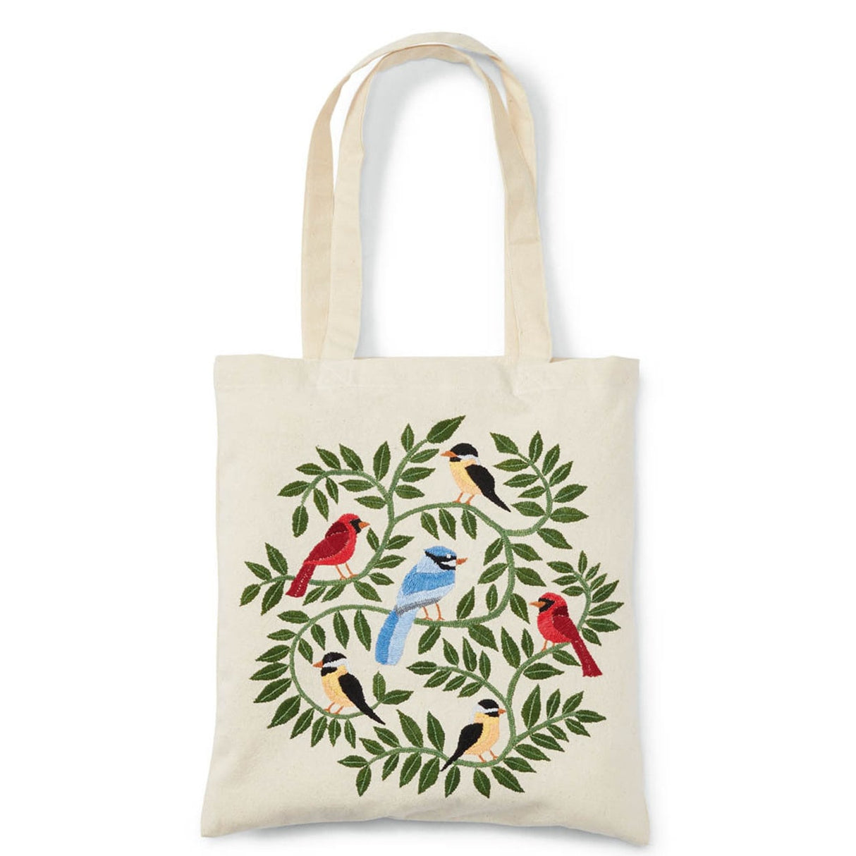 embroidered bird tote bag