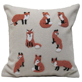 embroirdered fox pillow