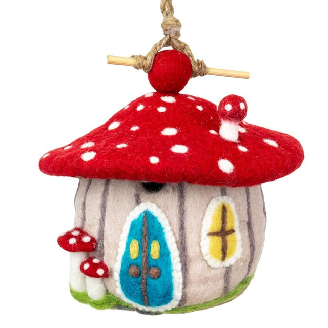 felt birdhouse forest mushroom
