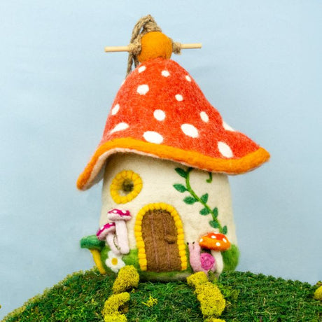 felt fungi birdhouse styled 2