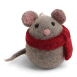 Felt mouse ornament with a colorful scarf, designed by Gry & Sif, cozy and charming holiday decor or collectible figurine.