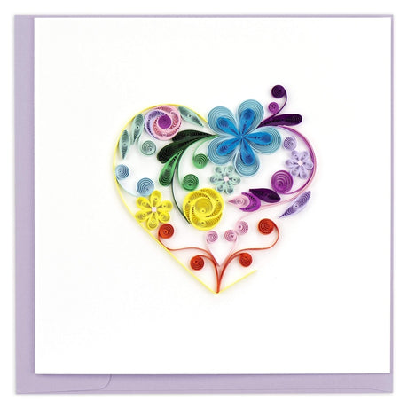 floral rainbow heart quilling card