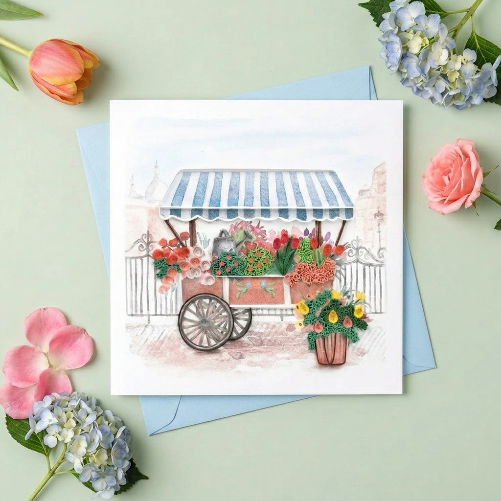 Flower Cart Quilling Card