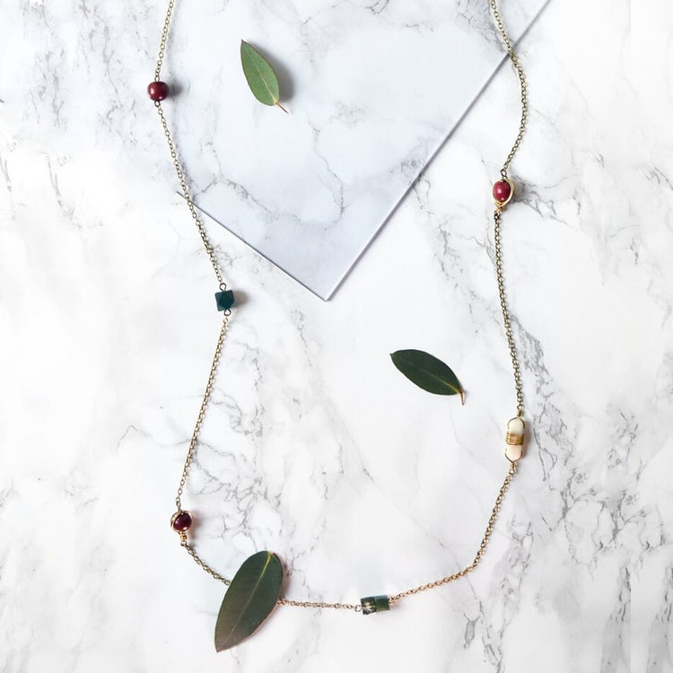 Gem Rope Necklace - Cool Gray/Black