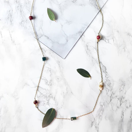 Gem Rope Necklace - Cool Gray/Black