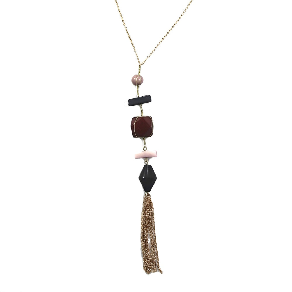 Geo Modern Necklace - Burgundy