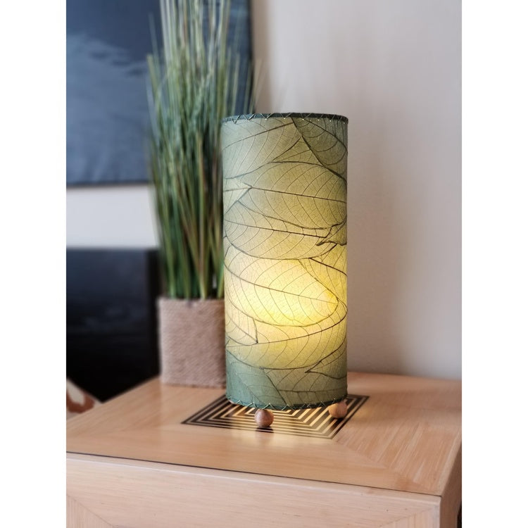 green cocoa leaf table lamp styled