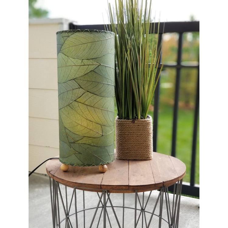 green cocoa leaf table lamp styled