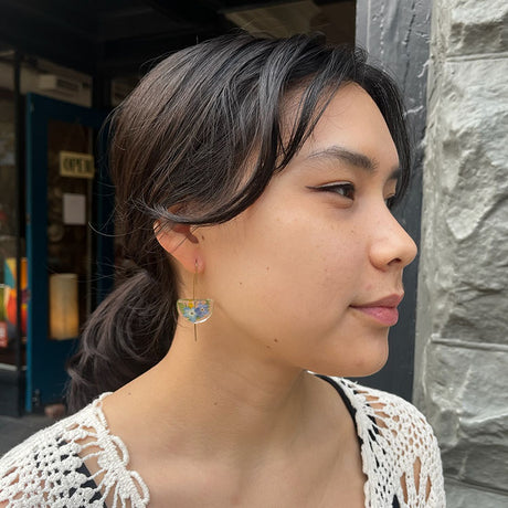 Mixed Flower Half Moon Earrings