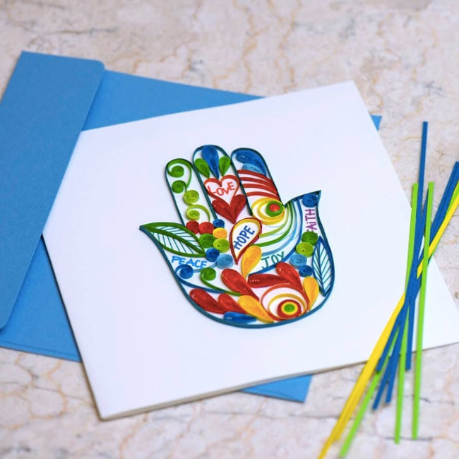 hamsa hand quilling card making
