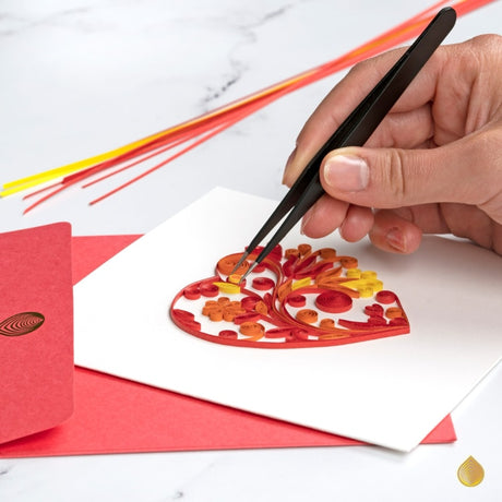heart quilling card writing