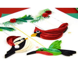 holiday bird ornaments quilling card detail