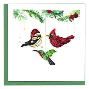 holiday bird ornaments quilling card