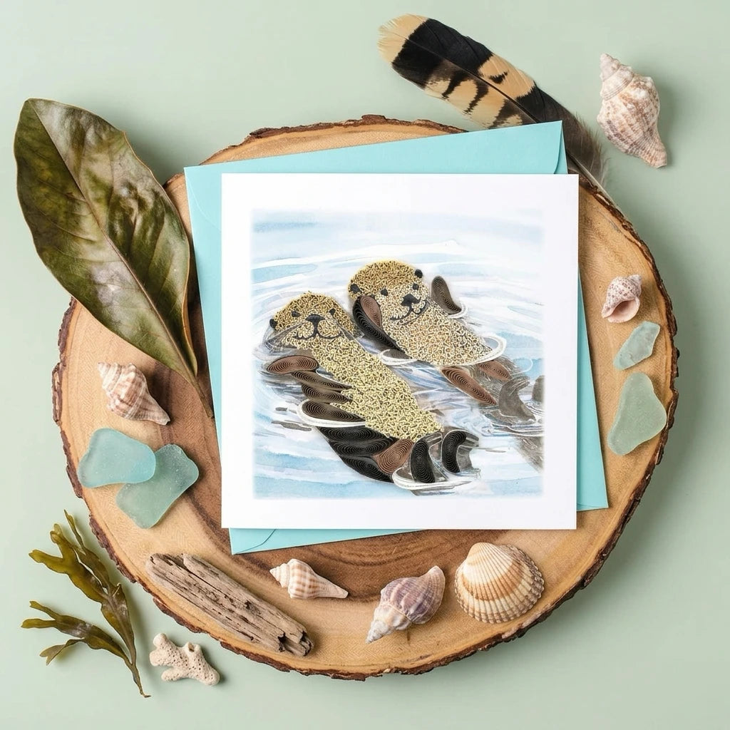Hugging Otters Quilling Card