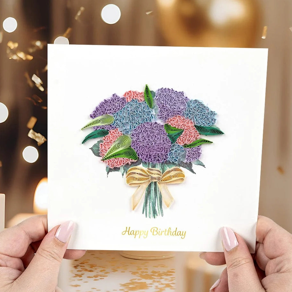 Hydrangea Bouquet Birthday Quilling Card