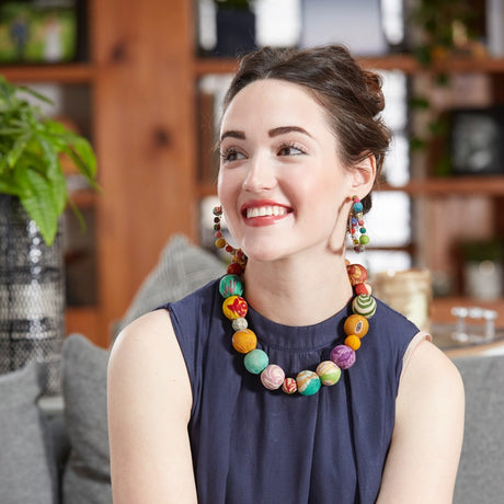 kantha bauble collar necklace model