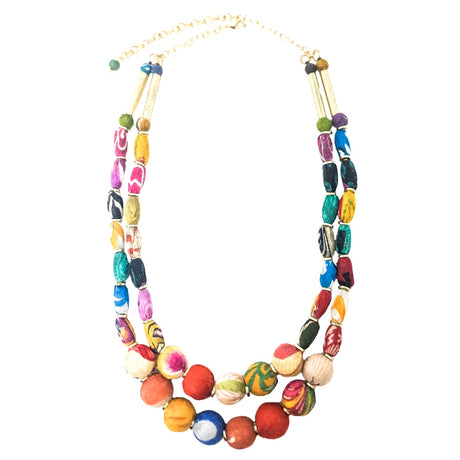 kantha cylinder necklace