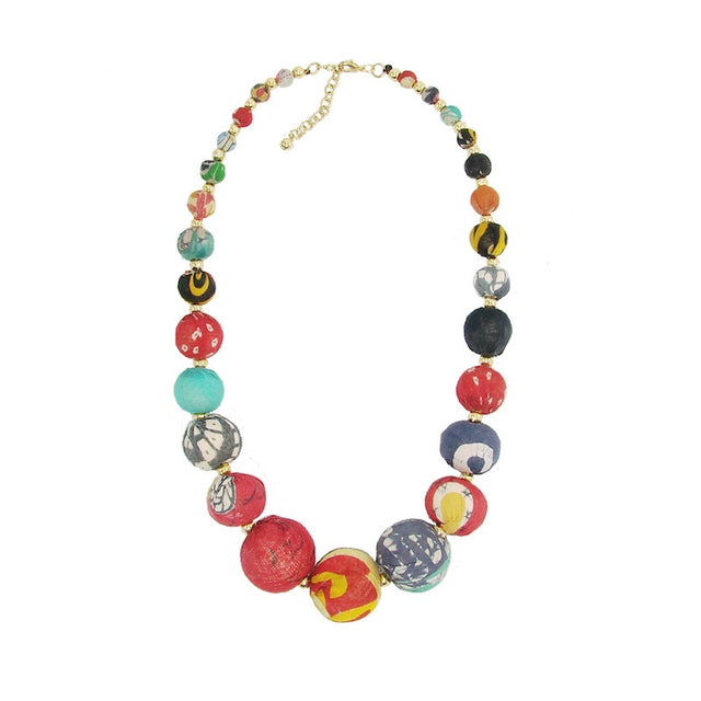 kantha bead graduated necklace