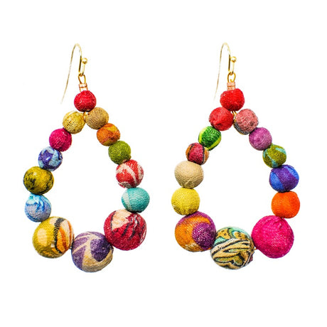 kantha graduated teardrop earrings