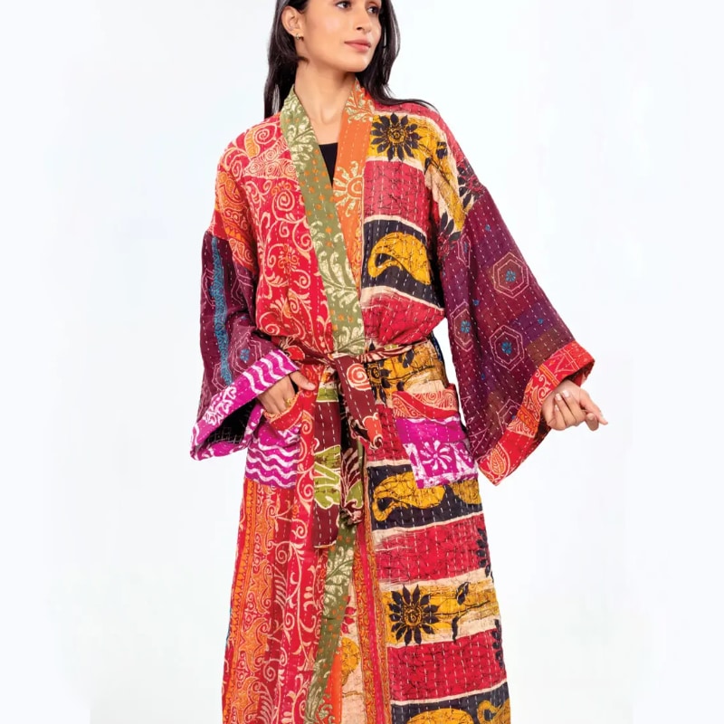 Cotton Kantha Kimono Robe Cotton Kantha Kimono Robe