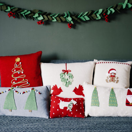 Knit Westie Dog Christmas Pillow