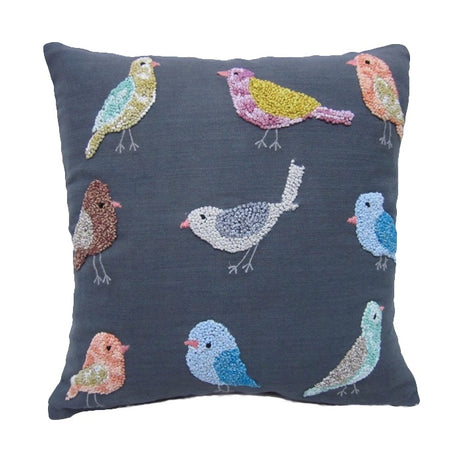 knotty bird embroidered pillow