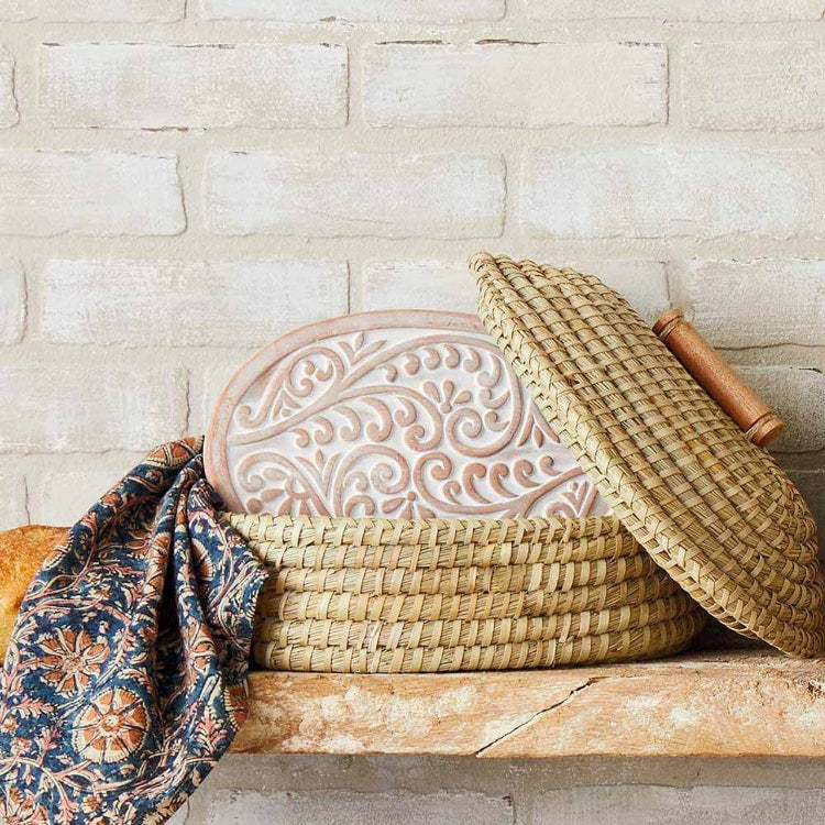 lidded bread warmer opened