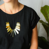 maggie's slub tee black, mila bullhorn necklace