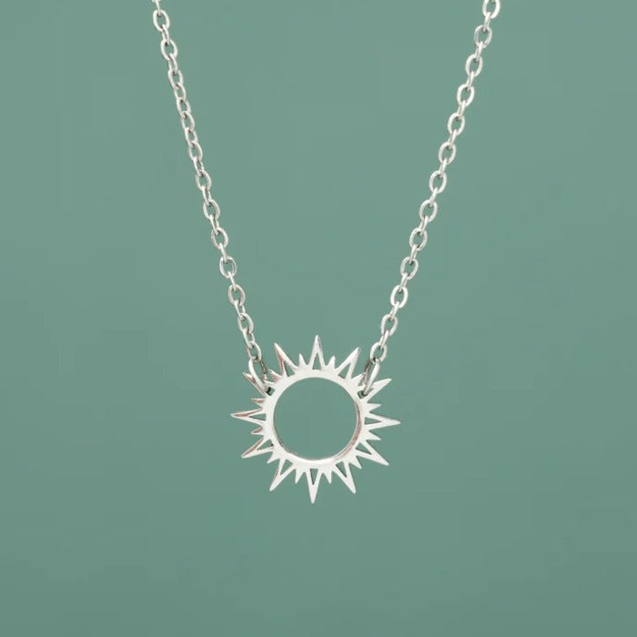 mallory sun necklace silver close