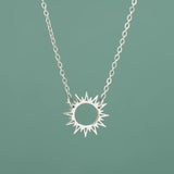 mallory sun necklace silver close
