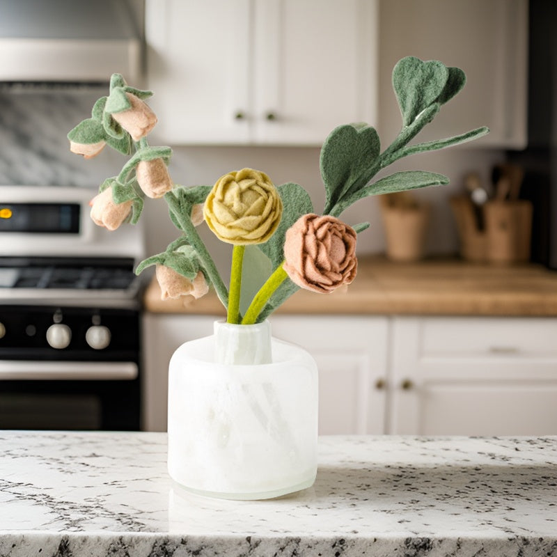 mango tango felt flower bouquet styled new