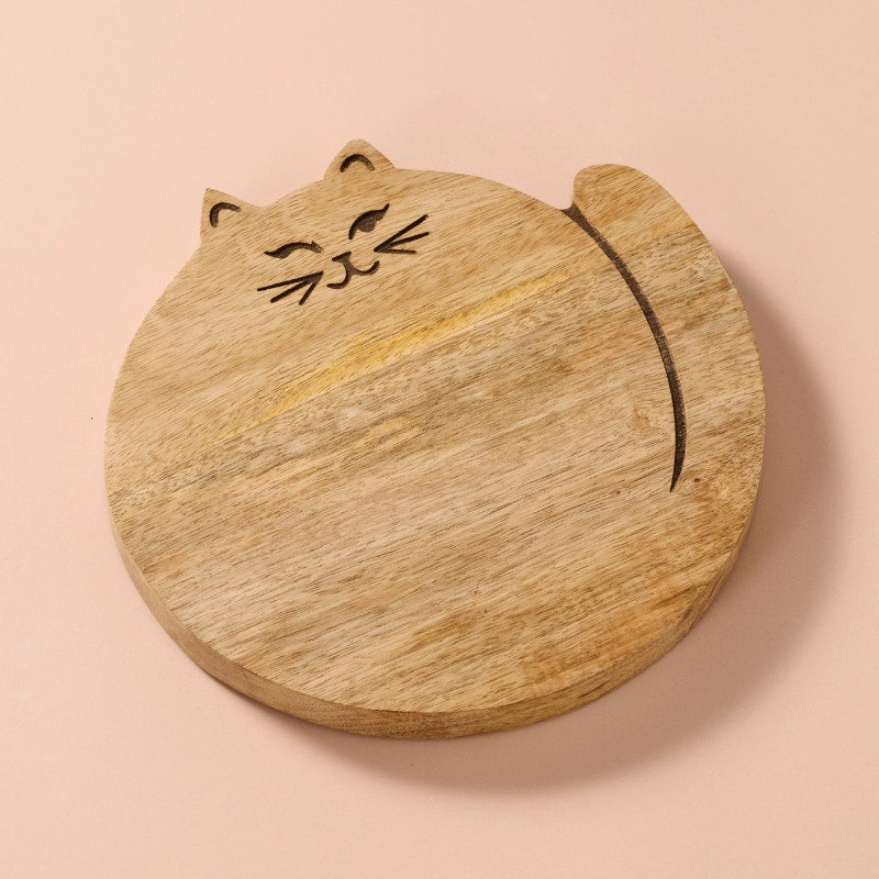 mango wood Kitty Charcuterie Board