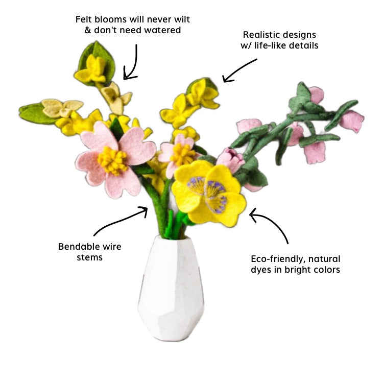 Mellow Sunshine Felt Flower Bouquet