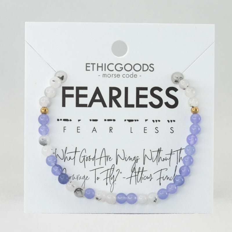 morse code bracelet fearless moonstone purple card
