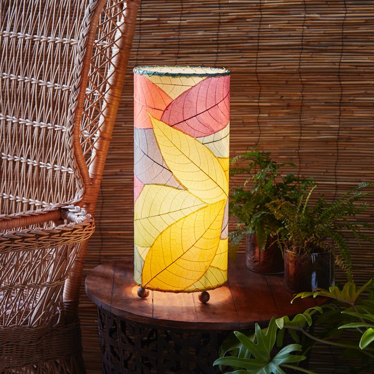 multi cocoa leaf table lamp styled