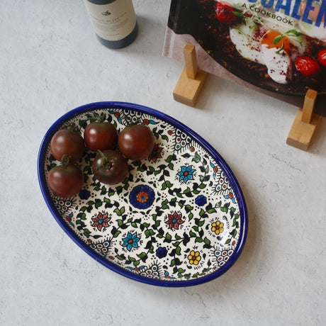 palestinian ceramic oval dish