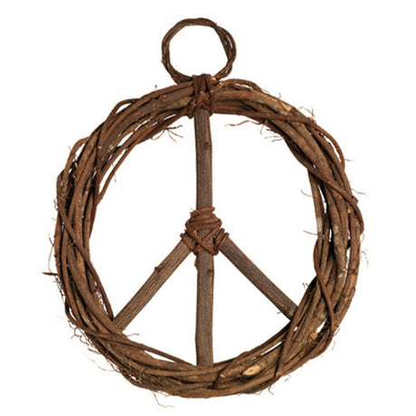 peace wreath wood vine hanging