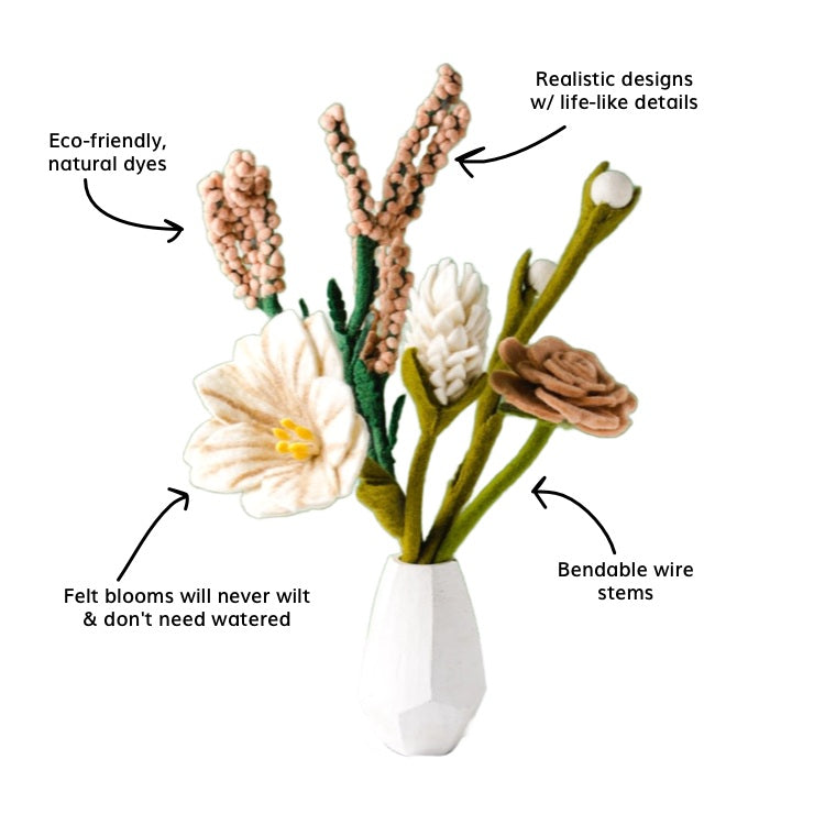 Peaches & Cream Felt Flower Bouquet