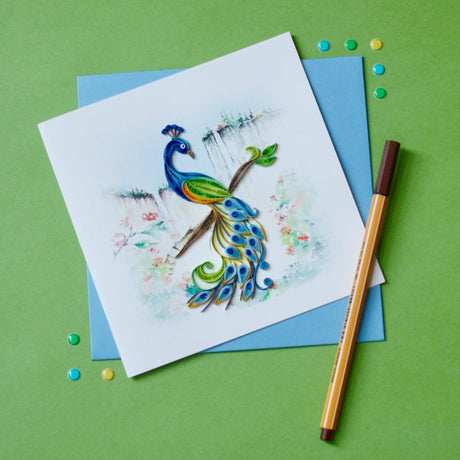 posing peacock quilling card styled