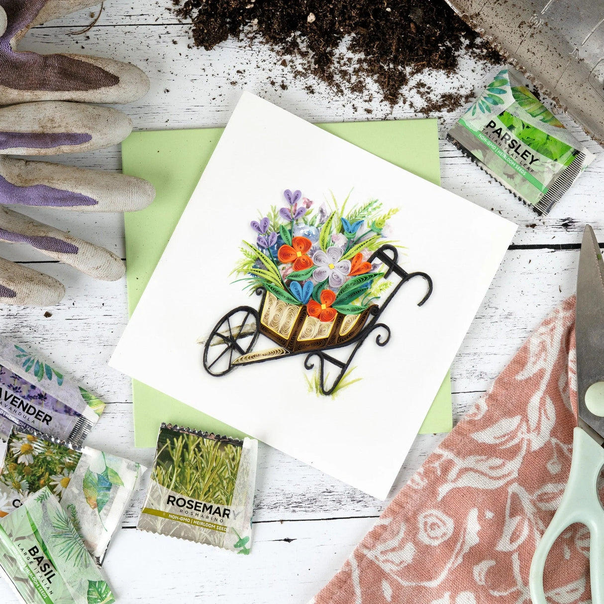 Wheelbarrow Quilling Card