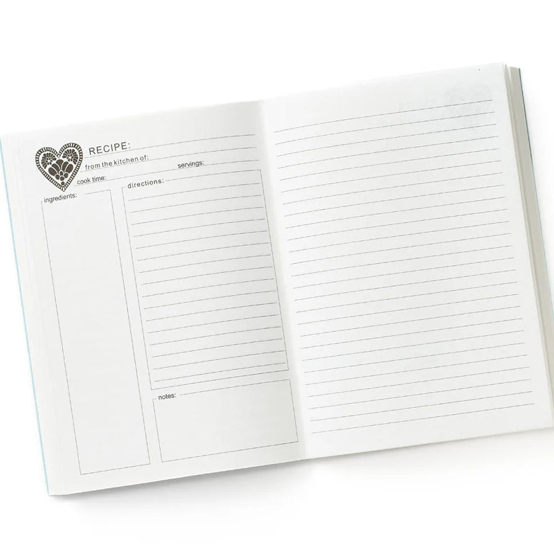recycled paper recipe journal light blue 1