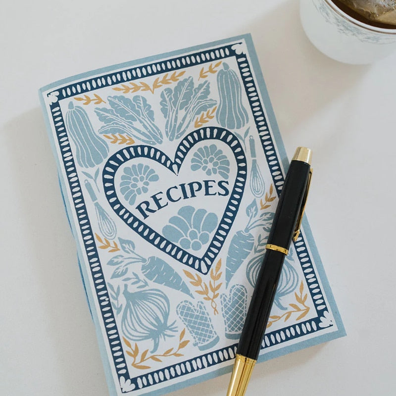 recycled paper recipe journal light blue 2