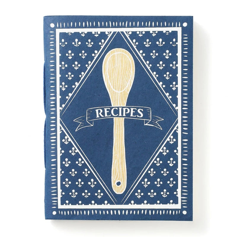 recycled paper recipe journal navy