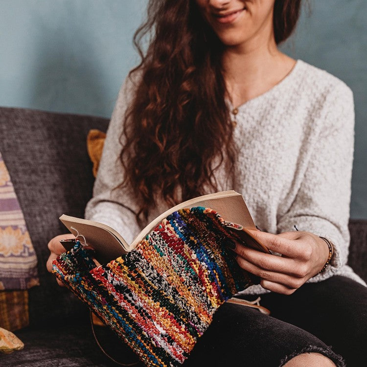 recycled sari cloth journal styled