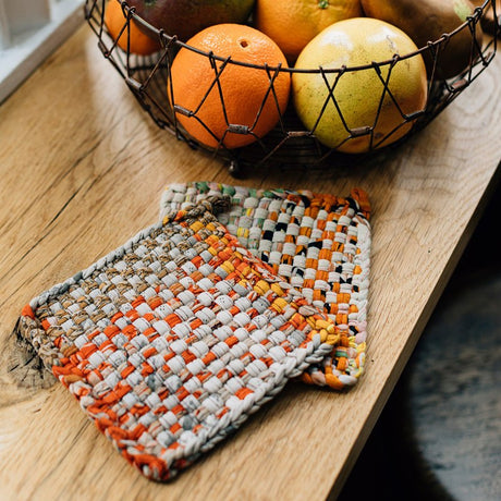 recycled sari hot mats styled