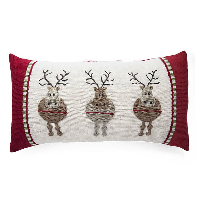 round reindeer lumbar pillow
